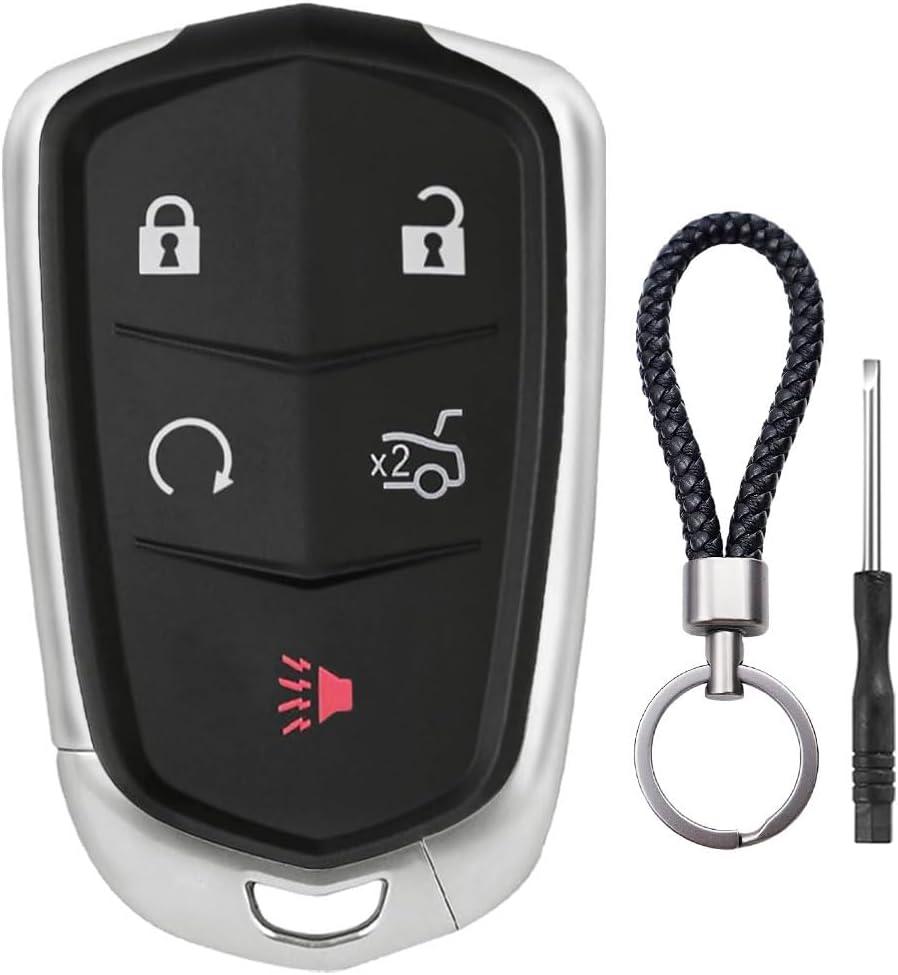 Key Fob Case for Cadillac XTS XT4 XT5 XT6 ATS ATS-v SRX CT6 CTS 2014 2015 2016 2017 2018 2019 2020 2021 2022 2023 HYQ2AB HYQ2EB 5 Button Pad Cover Keyless Entry Remote Car Key Fob Shell Replacement