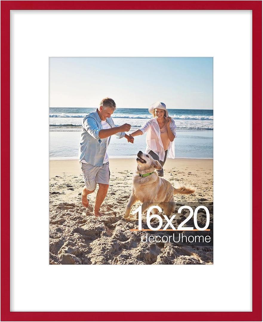 DecorUhome 16x20 Picture Frame Fits 11x14 Photos with Mat, Red