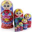 Starxing Russian Nesting Dolls Wood Matryoshka Stacking Set of 7 Handmade Toys for Children Kids Adults Easter Mother's Day Birthday Christmas Halloween Home Room Decoration Gift (Traditional)