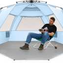 Easthills Outdoors Instant Shader Deluxe XL Beach Tent Easy Up 99" Wide for 4-6 Person Sun Shelter - Extended Zippered Porch Included Blue