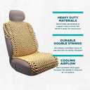 VaygWay Beaded Seat Cushion Car Driver Seat Cover with Durable & Double Strung Natural Wood Beads- Cooling Comfort Ventilated Massaging Support Cushion for Cars, Trucks & Office Chairs