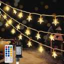 HEYFUNi Warm White Star String Lights,39FT 100LED Plug in Fairy Twinkle Lights with 8 Modes Waterproof for Indoor Outdoor Christmas Tree, Home, Girls Room, Garden, Party, Wedding Decor(Warm White)
