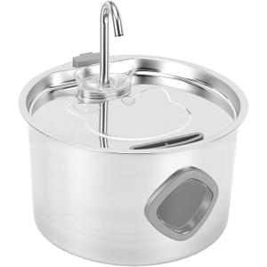 generic Stainless Steel Cat Water Fountain, 3.2L USB Automatic Pet Drinking Fountain with Low Noise Pump and Transparent Window, for Cats and Dogs