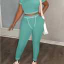 SOLY HUX Women's Leggings Set Two Piece Outfits Crop Top and Pants Sports Gym Tracksuits (Teal, M)