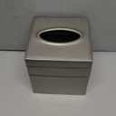 Monarch Abode Tissue Box Cover Square  Handcrafted Border Embossed Pewter Metal Tissue Holder Box for Bathroom Accessory, Aesthetic Decorative Facial Napkin Cube for Modern Home Decor