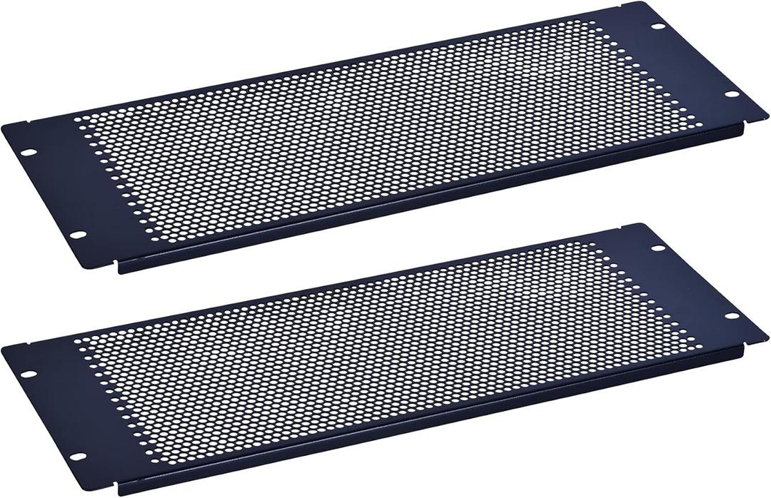 RackPath 4U Blank Rack Mount Panel Spacer with Venting for 19in Server Rack Enclosure or Network Cabinet  2 Pack, Black