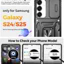 Case for Galaxy S24/S25 with 360 Spin Stand [Magnetic Ring Stand] [Sliding Camera Cover] Military Grade Lens Protection Case for Samsung S24/S25 6.2",Black