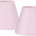 LAMPWELL GERO Pink Small Lamp Shades Clip on Bulb Set of 2,Mini Barrel Sconce Shades,Clip on Lamp Shade for Table Lamps Chandelier Shades,6"×3"×H5",Fabric Replacement Lamp Shades