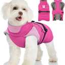 MIGOHI Warm Dog Jacket - Waterproof Small Dog Coat with Furry Collar, Windproof Dogs Fleece Vest, Reflective Cold Weather Coats for Small Dogs, Adjustable Buckle,Poodle,S,Rosepink