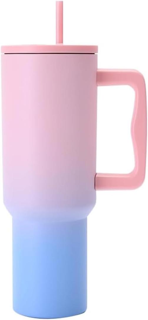 Modern 40 oz Trek Tumbler with Handle and Straw Lid | Cup Holder Friendly Insulated Stainless Steel Travel Mug (Sweet Taffy)