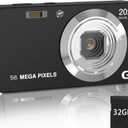 56MP FHD Digital Camera with 20X Digital Zoom & Autofocus, Anti-Shake Point and Shoot Camera for Kids Adults Beginners, Includes 32GB SD Card, Portable Compact for Travel (Black)