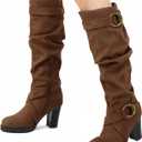 mysoft Women's Knee High Boots Fashion Chunky Block Heel Warm Winter Boots with Side Zippers (8.5)