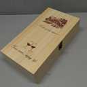 Vintage Wooden Wine Gift Box for 2 Bottles - Reusable Storage & Shipping Crate with Rope Handle, Wine Boxes for Gifts/Moving/Home Decor (1PC)
