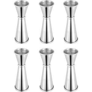 BARsics Bartending Stainless Steel Cocktail 1oz/2oz Measuring Double Jigger (6 Pack)