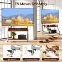 Rolling TV Stand with 2-Tier Wooden Shelf Stainless Steel Mobile TV Stand