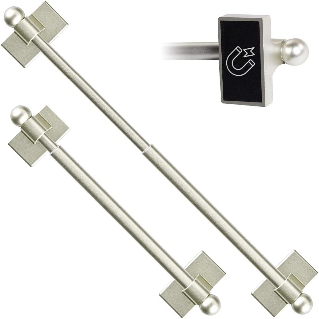 TidyFriend Magnetic Towel Holder for Refrigerator - 2 Pack Adjustable Towel Holder, Magnetic Towel Bar for Fridge, Kitchen Stove, Oven, Dishwasher, Sink Laundry Washing Machine (Classic Silver) (2 Pack, Classic Silver)