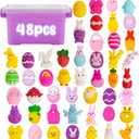 48PCS Easter Squishies for Plastic Egg Fillers, Easter Mochi Squishy Toys for Eggs Hunt Games, Easter Fidget Toys for Kids, Toddlers & Teens, Gifts, Easter Basket Stuffers, Classroom Prizes