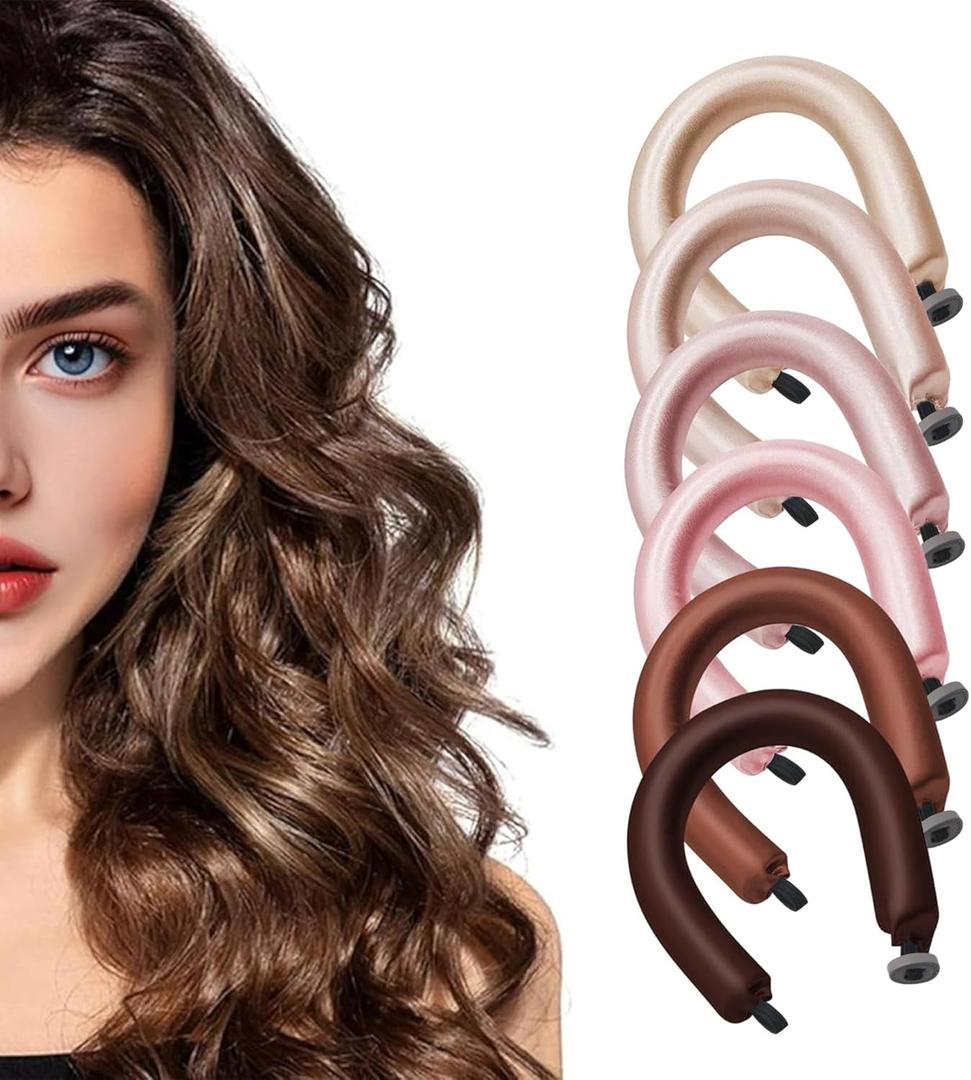 6 Pack Heatless Hair Curler, Heatless Curls Overnight for All Hairs Types, Hair Rollers for Blowout Look Long Hair, Curls Satin Jumbo Flexi Rods to Sleep in (Color,C)