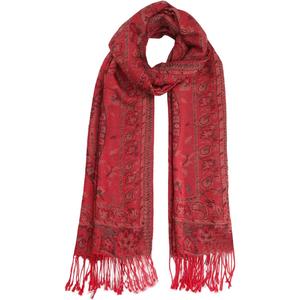 MiaoChoice Pashmina Shawl and Wraps for Weddings, Reversible Paisley Floral Scarf for Women, Cashmere Feel Winter Large Blanket Scarf (XYG2532-Type2-RoseRed)