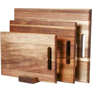 3-piece Acacia Wood Cutting Board Set for Kitchen, Large Wooden Cutting Board Set with Handle, Thick Chopping Board, Butcher Block Wooden Trays for Meat, Fruit Vegetable and Cheese, 16"x12"