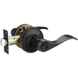 1 Pack Keyed Entry Door Handles, Oil Rubbed Bronze Finish, Interior Door Handle for Living Room, Bedroom Door Knobs with Lock, Keyed Alike Door Levers, Reversible for Left/Right Handed Doors