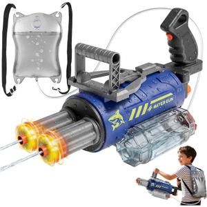 Electric Water Gun for Adults & Kids,3000 ML Capacity Voice Control Automatic Water Guns, 26-30 FT Long Range Gatling Watergun with LED Lights, Squirt Water Guns Summer Pool Toys for Boys Girls