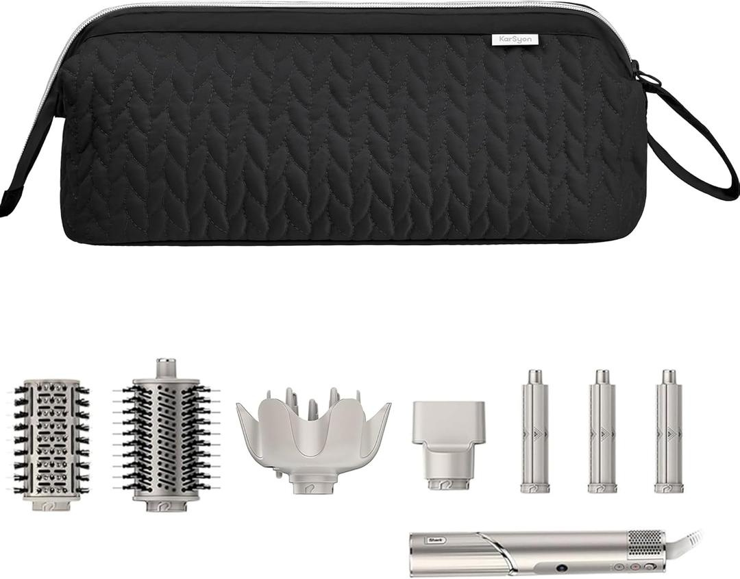 KarSyon Shark Flex Style Case for Dyson Airwrap Hair Dryer Brush Revlon Hair Tools Travel Bag Carrying Case Flat Curling Iron Organizer (Black)