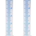 2PCS 50ml Measuring Cylinder, Plastic Transparent Graduated Cylinder, Science Test Tube Flask, 2-Sided Bule Measuring Lines Graduated Cylinder Beaker