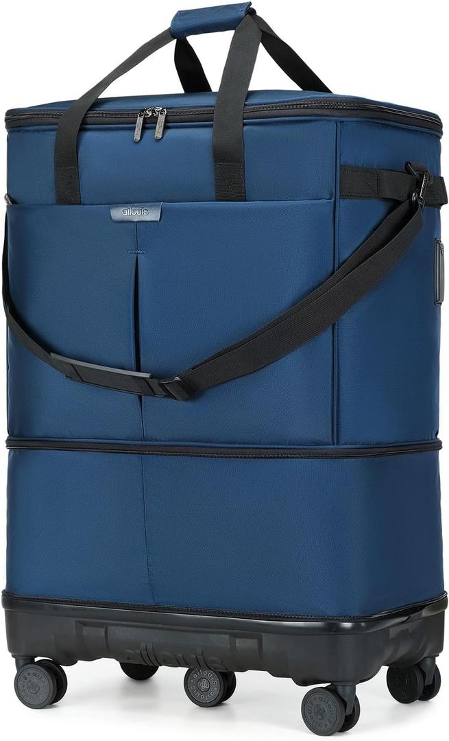 Large Capacity Rolling Duffle Bag with Detachable Wheels,Expandable Foldable Suitcase for Travel,Collapsible Luggage Duffel Overnight Weekend Bags without Telescoping Handle