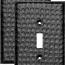 Monarch Abode Single Toggle Light Switch Cover Plate  1-Gang Matte Black Outlet Covers, Hand Hammered Decorative Outlet Cover Wall Plates, Light Switch Plate Covers for Electric Outlets, Pack of 2