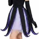 Women 6 Pcs Ursula Costume Octopus Tentacle Dress Shell Necklace Earrings Halloween Mermaid Party Villain Outfit (Black, S)