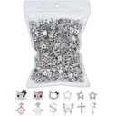 112 PCS Nail Charms Bulk Set for Kawaii Kitty Charms Bling Cute Cross Star Charms Nail Charms and Gems 3D Silver Y2K Nail Gems with Rhinestones Nail Art Accessories