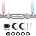 304 Stainless Steel Bypass Valve for Instant Hot Water Recirculating Pump - Upgraded Temperature Control Valve with 1/2" and 3/8" Connections, Perfect Replacement for Old Plastic Models