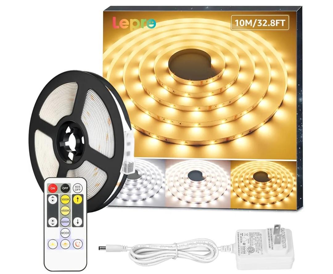 Lepro LED Tunable White Strip Light, Warm to Cool White,32.8ft Dimmable Bright LED Tape Lights, 600 LEDs 2835, Strong 3M Adhesive, Not Cuttable, Suitable for Christmas Decorations, Home, Bedroom