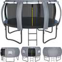 Round Trampoline Tent 14FT (Tent only) Trampoline Sunshade Cover Oxford Fabric- Suitable for 8-Pole Round Trampolines- Outdoor Trampoline Accessories- Grey