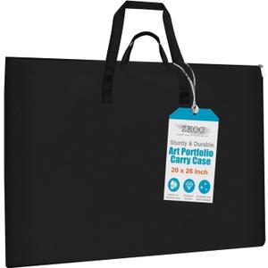 ZKOO 20 x 26 Inch Art Portfolio Bag, Big Art Portfolio Case Light Weight Waterproof Poster Board Storage Bag, Artistic Collection Tote for Artwork, Poster, Sketch Drawing, Canvas (20"*26"-Black)