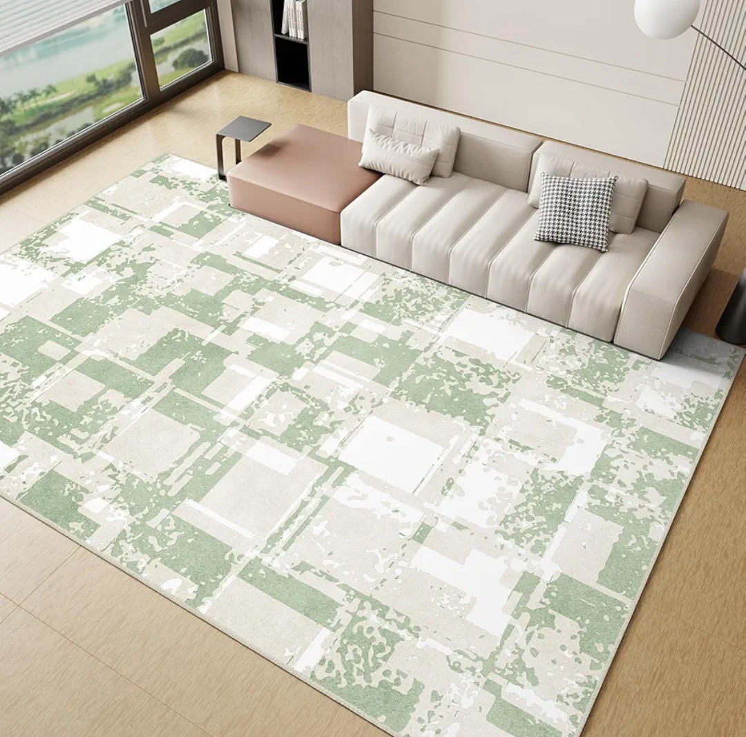 GEMBED Modern Area Rug - Geometric Rug for Bedroom Living Room, Machine Washable Rug Soft Non Slip Non Shedding, Checkered Rugs for Teen Dorm Home Decor Aesthetic, Nursery, Playroom, Green, 8'x10'