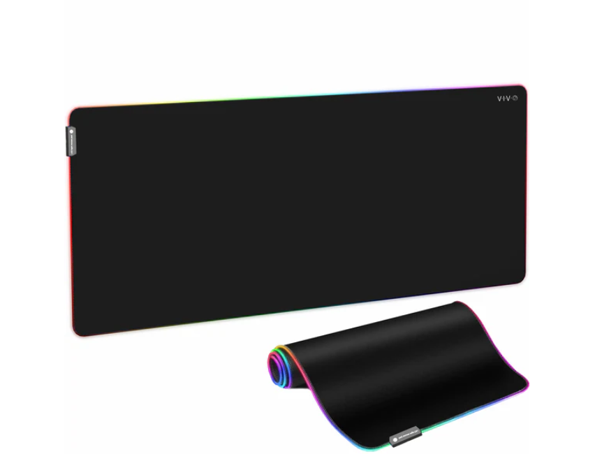 VIVO Extra Large 71 x 30 inch Full Size Desk Pad with RGB Lighting for Office Ambience and Immersive Gaming, Oversized Mouse Pad Table Top Cover, 12 Color Modes, Non-Slip Base, Black, DESK-PAD72