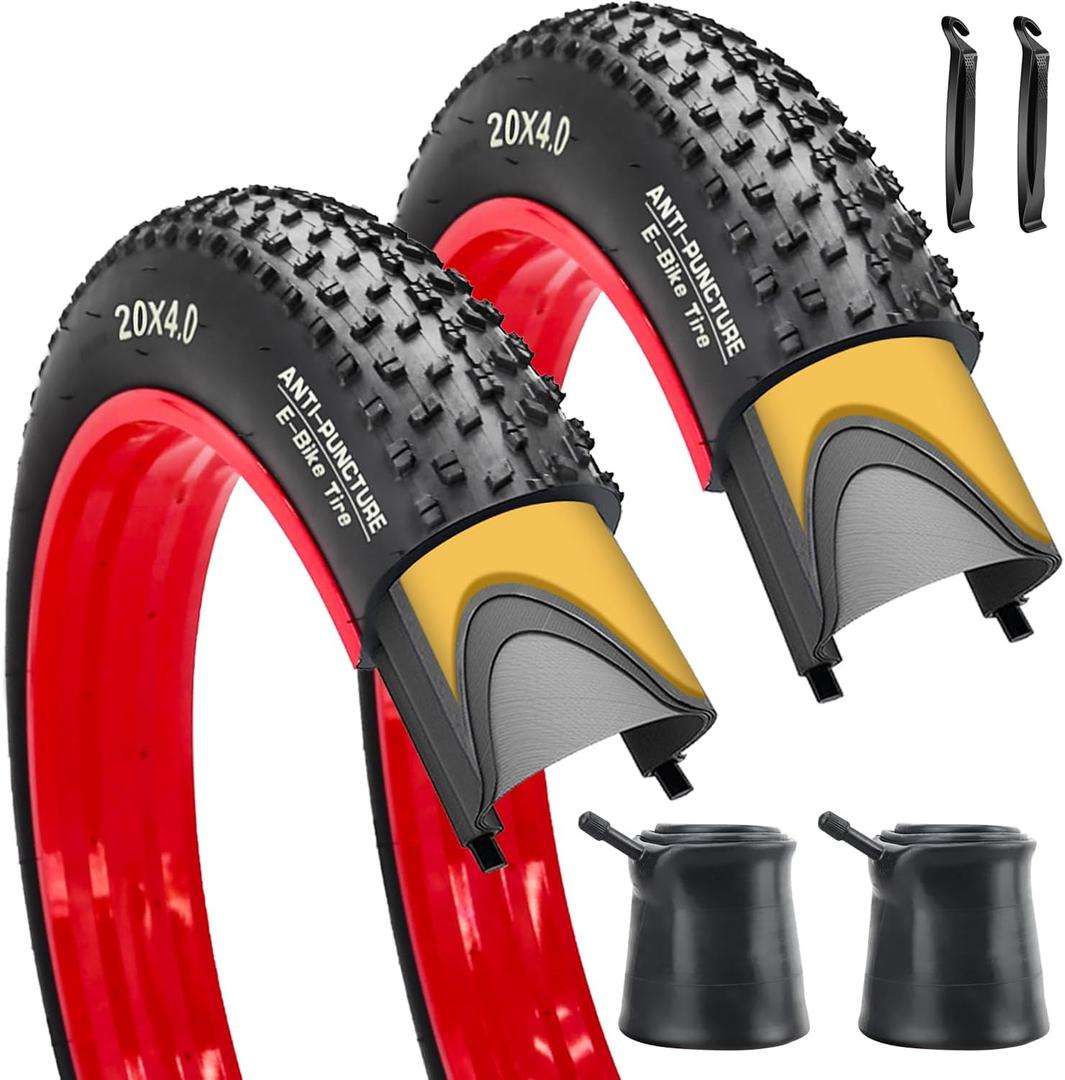 SIMEIQI 2 Pack 20"/26"X4.0" E-Bike Fat BikeTires Anti-Puncture with or Without Inner Tubes Electric Bike Tricycle Tyres Foldable Replacement Tires for Mountain Snow All Terrian Urban Road Bicycle