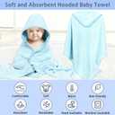 4 Pack Hooded Baby Towels, 32x32 Inch Absorbent Bath Towels, Soft Coral Fleece Hooded Towel for Newborns, Infants, and Toddlers Baby Bath Essentials (2X Light Gray + 2X Sky Blue)