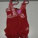 Avidlove Teddy Lingerie for Women Lace Bodysuit One Piece Babydoll Mesh Chemise V Neck Sleepwear L