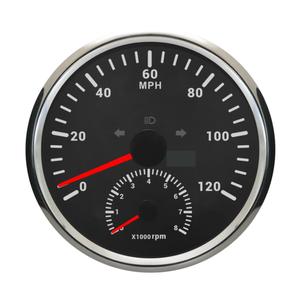 110mm Auto Gauge 2in1 GPS Speedometer 120MPH with Tachometer 8000 RPM Odometer Gauge with Red Backlight for Universal Boat Car Truck Motorcycles 9-32VDC Waterproof Type (Black&Silver, 120MPH) (BS)