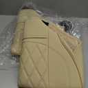 2 Pack Leather Front Car Seat Cover Bottom Car Seat, Anti-Slip and Full Wrap Driver Car Seat Protectors with Storage Pocket, Luxury Waterproof Bottom Auto Seat Cushion for Most Vehicles(Yellow Beige)