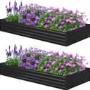 8x4x1ft(2 Pack) Galvanized Raised Garden Bed,Outdoor Planter Box Metal Patio Kit Planting Bed for Vegetables Flowers Herb,Black