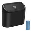 AHIER Small Car Trash Can with Lid, Plastic Mini Car Garbage Can Portable Hanging Holder with 30pcs Bags for Cars, Office, Home (Black)