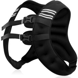 NATURELUX Weighted Vest Men or Women - 15lbs Weights with Reflective Stripe, Weighted Vest for Workout Equipment for Strength Training Running - Walking Weight Loss (Black)