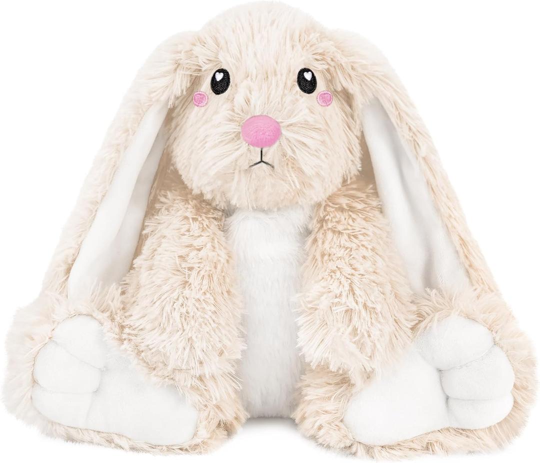 Bunny Microwavable Stuffed Animal  1.5 lb Unscented Heating Pad Plush, Soft Cozy Bunny Toy for Relaxation and Comfort, Gift for Women, Girls, Adults & Kids by Happy Fuel, Ivory