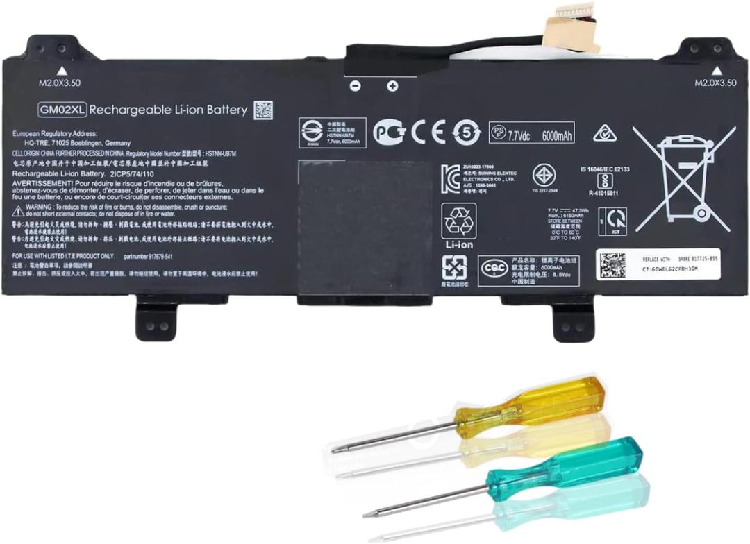 BND GM02XL 917725-855 HSTNN-DB7X Laptop Battery Compatible with HP Chromebook X360 11 G1 G6 G7 EE Chromebook 14 G5 14-CA000NA Series Notebook 917679-271 HSTNN-UB7M 7.7V 47.3WH 6000mAh