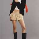 Open Front Sweaters for Women Casual Bow Tie Knit Cardigan Slouchy Chunky Long Sleeve Sweaters Outwear Coat (Black, L)