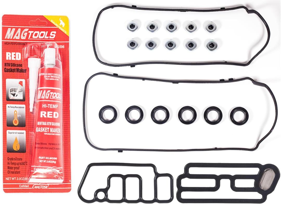 VS50773R for Honda Accord Odyssey Pilot Valve Cover Gasket&Gasket Maker 3oz &15815-R70-A01 VTEC Solenoid Spool Valve Gasket,Crosstour Ridgeline;Acura MDX RDX RL TL TSX ZDX 3.5 3.7 12030RJA000 VS50559